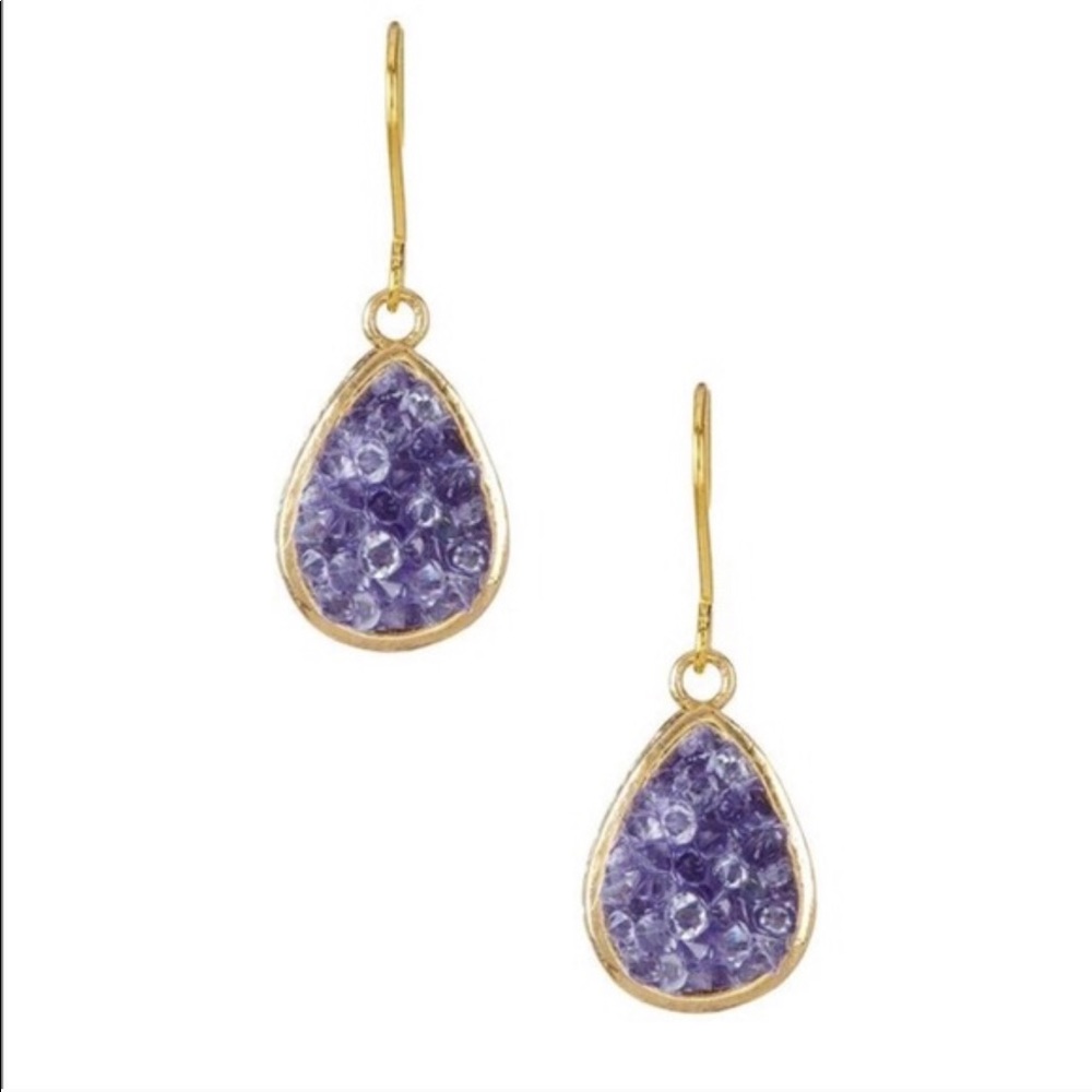 Purple crystal earrings.